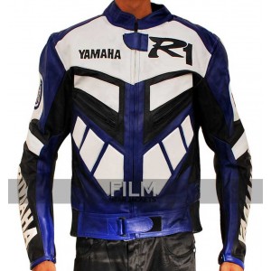 Yamaha R1 Series Blue Biker Leather Jacket